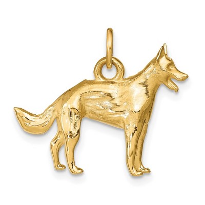 Black Bow Jewelry 14k Yellow Gold 3D German Shepherd Charm or Pendant