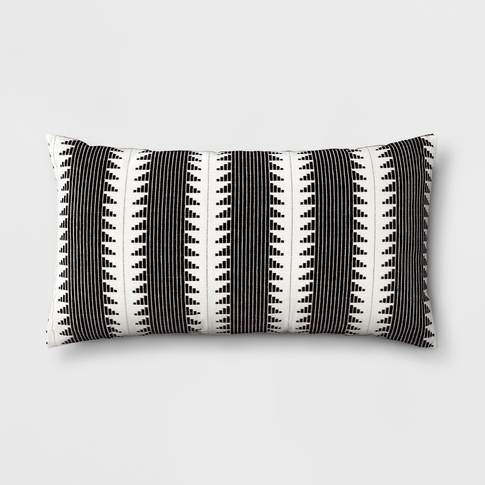 Photos - Pillow Oversize Woven Global Lumbar Throw  Black - Threshold™