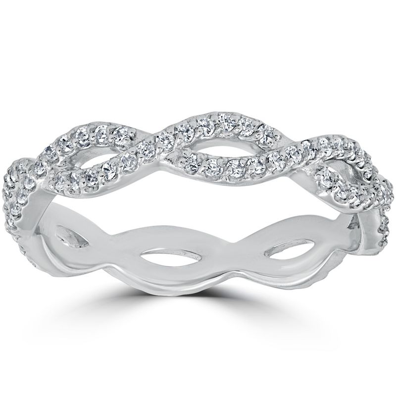 Pompeii3 3/8 cttw Diamond Infinity Eternity Wedding Ring Stackable Band 14k White Gold, 1 of 4