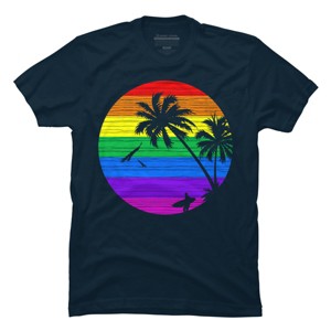 Men's Design By Humans Rainbow Summer By clingcling T-Shirt - 1 of 4