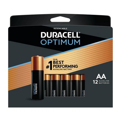 Duracell Optimum AA Batteries - 12 Pack Alkaline Battery with Resealable Tray