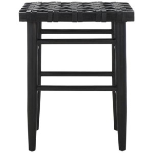 Walda Leather Woven Counter Stool - BST1017 - Black - Safavieh - 1 of 4