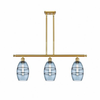 Vaz - 3 Light Stem Hung Island In Industrial Style-8.63 Inches Tall and 36 Inches Wide