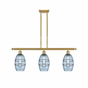 Vaz - 3 Light Stem Hung Island In Industrial Style-8.63 Inches Tall and 36 Inches Wide - 1 of 1