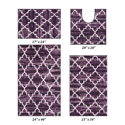 Savio Collection 100% Micro Polyester 4 Piece Bath Rug Set - Better Trends