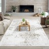 Boho Chenille Washable Area Rug with Distressed Damask Print, Non-Slip TPR Backing, Stain Resistant Carpet for Living Room, Bedroom, Entryway - 2 of 4