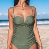 Women's Front Wrapped Mid Waisted Tankini Sets Swimsuit - Cupshe - 3 of 4