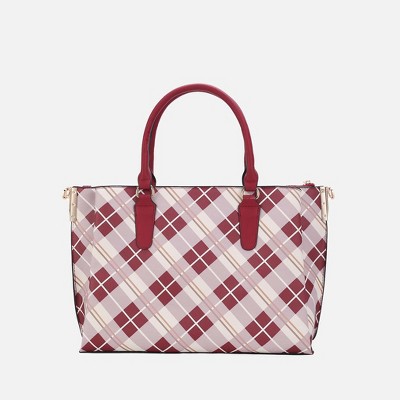 MKF Collection Vivian Plaid Women’s Satchel Bag by Mia K - Burgundy Red — фото 8