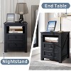 Vipbear Night Stand with Charging Station Rustic 18 Inch Bedside Table with 2 Storage Drawers and Open Shelf,Modern Wood End Table for Bedroom - 3 of 4