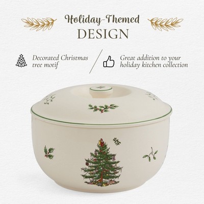 Spode Christmas Tree 1 Quart Round Casserole Dish with Lid - Thumbnail 4