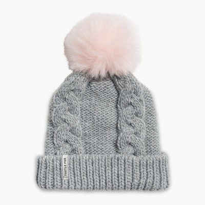 Turtle Fur Lizzy Faux Fur Pom Beanie - Youth Girls Winter Hat