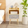 2-Tier Wood Nightstand with Finish, Collapsible Fabric Drawer and Shelf, Storage End Table for Bedroom or Kids Room-The Pop Home - 2 of 4