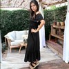 Anna-Kaci Women's Off Shoulder Double Ruffle Elastic Waist Maxi Flared Dress for Daily Wear - Large, Black - 2 of 4