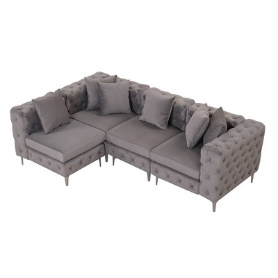 Modular Sectional Sofa L Shaped Convertible for Living Room,  Comfortable Velvet Couch -Morden Fort