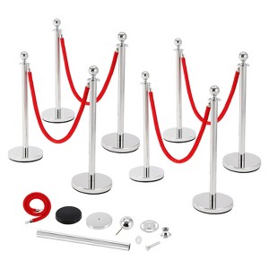 Coucheta Commercial Stainless Steel Stanchion Posts with Red Velvet Ropes, Quick Setup, Crowd Control Posts and Ropes, Event Barrier with Hollow Base - 1 of 4