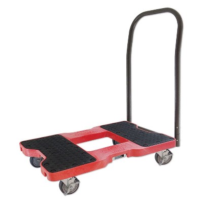 Snap Loc 1,500 lb Capacity Industrial Strength E Track Push Cart Dolly Red, Heavy Duty 4 in Polyurethane Swivel Non Marking Caster Wheels