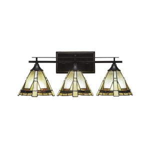 Toltec Lighting Uptowne 3 - Light Vanity in  Dark Granite with 7" Zion Art Glass Shade - 1 of 1