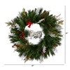 Nearly Natural 24-in Holiday Winter Owl Family Pinecone Berry Christmas Artificial Wreath - 2 of 4