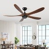 Wanze of Ocean 62 in. Modern Black Noiseless Solid Wood Brown 5 Blades Downrod Mount Ceiling Fan with 3 Downrods and Remote - 2 of 4