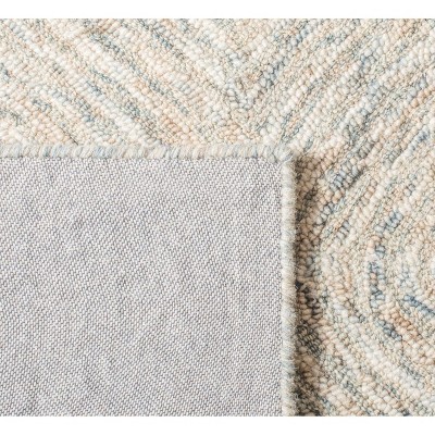 Beige and Gray Hand-Tufted Wool Ikat Runner Rug