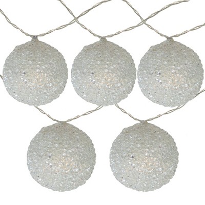 Northlight 5ct Battery Operated LED Icy Ball Christmas Lights Clear - 6' Silver Wire
