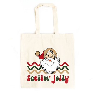 City Creek Prints Feelin' Jolly Stripes Canvas Tote Bag - 15x16 - Natural - 1 of 2