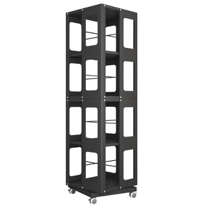 TOAOTBNBO 4 Tier All-Steel Spinning Bookshelf with Adjustable Shelf, Rotating Bookcase with 360° Wheels Rolling Book Shelf for Apartment - 1 of 4