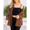 Womens Velvet Long Sleeve Button Down Shirts Casual Blazer Jacket Oversized Blouses Tops - 3 of 4