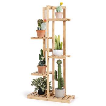 Giantex 3-Tier Wood Plant Stand, 35inch Wide Ladder Shelf Flower Pots  Holder, 3 Tiers Step Plant Display Rack, Freestanding Utility Storage  Organizer Rack for I…