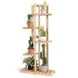 Tangkula 5 Tier Wood Plant Stand Multiple Tier Flower Shelf Plant Display Holder for Balcony Living Room Yard