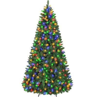 Vivatrees 7.5 Ft Prelit Artificial Christmas Tree, with 10 Lighting Modes, Metal Stand, Hinged Branches, Realistic Xmas Pine Tree for Holiday Decor