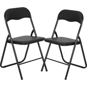 Folding Chairs with Cushion, Outdoor and Indoor Event Portable Folding Chairs with Non-Slip Feet Pads, Stackable Chairs for Meeting - 1 of 4