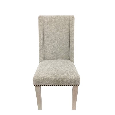 Carolina Living Set of 2 Laurant Upholstered Dining Chairs Fawn/Natural Driftwood: Polyester, Rubberwood Frame, Spot Clean