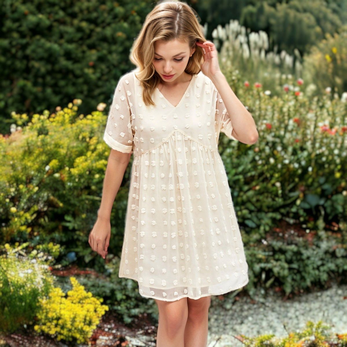Anna-Kaci Women's Floral Dream Embroidered Bell Sleeve Dress for Everyday Wear - thumbnail 4
