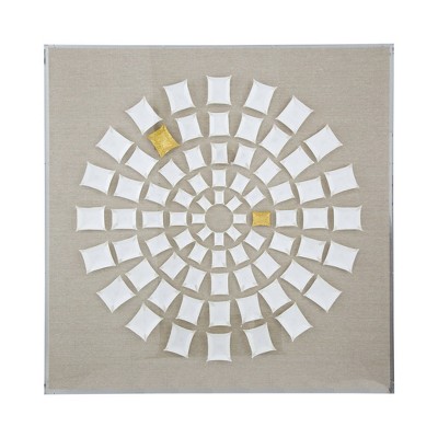 35"x35" 3D Rectangles Forming Circle Framed Wall Decor - A&B Home: Contemporary Art Deco, Acrylic Frame, Digital Art, D Ring Mount