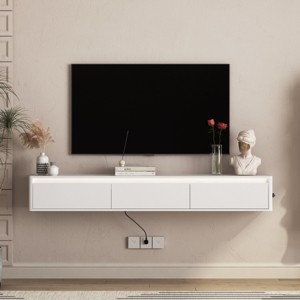 68.9'' Floating TV Stand with LED Lights & Power Outlet, Wall Mounted Media Console for Living Room-3irtyhousy - 1 of 4