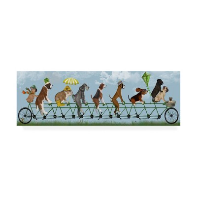 Whimsical Dogs on Tandem Bicycle Canvas Art, 10x32