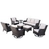 Ovios Orlando 8pc Brown Wicker Outdoor Patio Furniture Conversation Sofa Set with Swivel Chairs and Cushions - 2 of 4