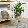 Northlight Set of 3 Gray Tall Seagrass Storage Baskets with Sewn Zig Zag Accents 13" - 2 of 4
