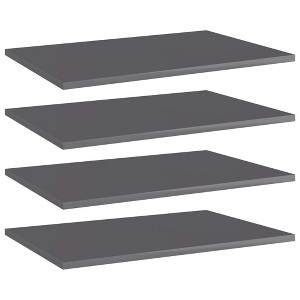 vidaXL Bookshelf Boards 4 pcs High Gloss Gray 23.6"x15.7"x0.6" Engineered Wood - 1 of 4