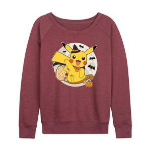 Women's - Pokémon - Pikachu Moon Witch Lightweight French Terry Wide Neck Long Sleeve Shirt - 1 of 4