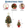 Artificial Christmas Tree with Stand, Mini Holiday Tabletop Decor with Pinecones and Berries for Home Office, Green - 2 of 4