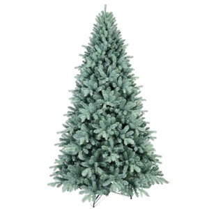 Artificial 8ft Blue green Tint Christmas Tree with 2458 PE/PVC Mixed Branch Tips, memory wire+iron wire, Hinged Premium & Foldable Base - 1 of 4