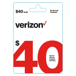 Verizon Wireless $40 Prepaid Refill Card (email delivery)