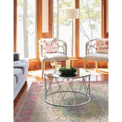 Ivory Rectangular Handmade Cotton Chenille Area Rug