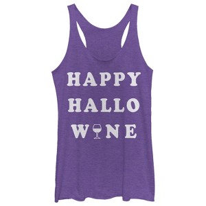 Women's CHIN UP Halloween Happy Wine Racerback Tank Top - 1 of 3
