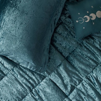 Intelligent Design 4pc Full/Queen Alyssa Velvet Quilted Diamond Ultra Soft Comforter Set Teal: Luxury Glam Bedding, Hypoallergenic, OEKO-TEX Certified — фото 5