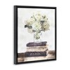 Stupell Industries White Florals on Bookstack Floating Frame Canvas Art, Black, 17" x 21" - 2 of 4