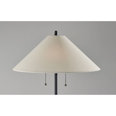 Palmer 22'' Black and Natural Wood Contemporary Floor Lamp