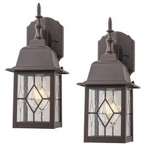 C Cattleya 2-Pack 14in Oil-Rubbed Bronze Outdoor Wall Lantern with Seeded Glass Shade - 1 of 4